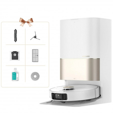 Ρομποτική σκούπα Dreame X40 Ultra Complete RLX63CE-2, 12.000 Pa, 180 λεπτά, 3,2 λίτρα, κάμερα AI RGB, Wi-Fi, Στεγνό/υγρό, OmniDirt, Αυτοκαθαρισμός σφουγγαρίστρας στους 70°C, Αυτόματη σταθμός εκκένωσης, Λευκό