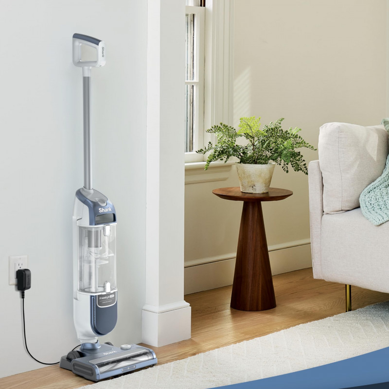 Κάθετη ηλεκτρική σκούπα Shark Freestyle Max SV2002, 30 W, 0,7 λίτρα, 20 λεπτά, 2 ταχύτητες, 2 επίπεδα ισχύος, φώτα LED, σταθμός φόρτισης, μπλε