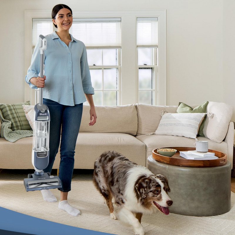 Κάθετη ηλεκτρική σκούπα Shark Freestyle Max SV2002, 30 W, 0,7 λίτρα, 20 λεπτά, 2 ταχύτητες, 2 επίπεδα ισχύος, φώτα LED, σταθμός φόρτισης, μπλε