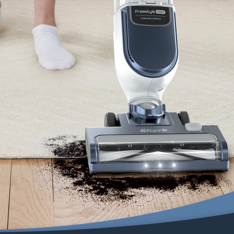 Κάθετη ηλεκτρική σκούπα Shark Freestyle Max SV2002, 30 W, 0,7 λίτρα, 20 λεπτά, 2 ταχύτητες, 2 επίπεδα ισχύος, φώτα LED, σταθμός φόρτισης, μπλε