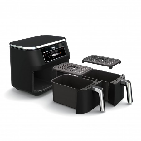 Φριτέζα διπλής ζώνης με ζεστό αέρα Ninja Foodi Dual Zone AF200EU, 2400 W, Ανεξάρτητες ζώνες μαγειρέματος, 7,6 λίτρα, 4 προγράμματα, 100-240 °C, Max Crisp, Sync, Μαύρο