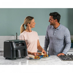 Φριτέζα διπλής ζώνης με ζεστό αέρα Ninja Foodi Dual Zone AF200EU, 2400 W, Ανεξάρτητες ζώνες μαγειρέματος, 7,6 λίτρα, 4 προγράμματα, 100-240 °C, Max Crisp, Sync, Μαύρο