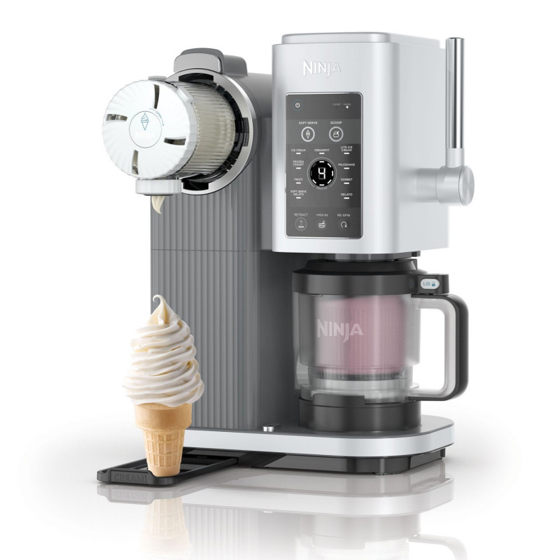Μηχανή παγωτού 13-σε-1 Ninja CREAMi Scoop & Swirl™ NC701EU, 800 W, 13 προγράμματα, μοχλός 3 θέσεων για χωνάκια, CreamiFit, Creamify, 2 δοχεία 473 ml, δυνατότητα εξατομίκευσης, γκρι/μαύρο