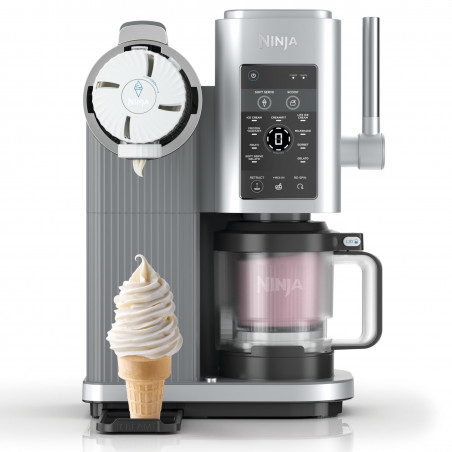 Μηχανή παγωτού 13-σε-1 Ninja CREAMi Scoop & Swirl™ NC701EU, 800 W, 13 προγράμματα, μοχλός 3 θέσεων για χωνάκια, CreamiFit, Creamify, 2 δοχεία 473 ml, δυνατότητα εξατομίκευσης, γκρι/μαύρο