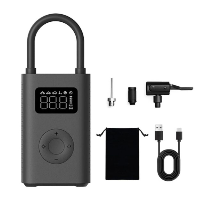 Φορητός ηλεκτρικός αεροσυμπιεστής Xiaomi Portable Electric Air Compressor 2 BHR7112GL, 3-150 psi, έως 10 ελαστικά, 6 λειτουργίες, 3 προσαρμογείς, φακός LED, Μαύρο