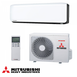 Κλιματιστικό με inverter Mitsubishi Heavy Industries SRK25ZS-WFB + SRC25ZS-W, 9000 BTU, 20 τ.μ., Α+++, Wi-Fi, R-32, Λευκό/Μαύρο