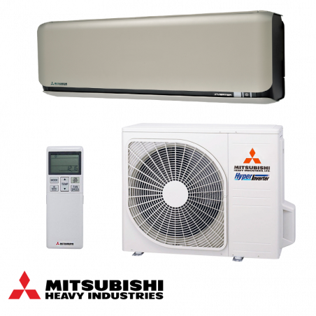 Κλιματιστικό με inverter Mitsubishi Heavy Industries SRK25ZSX-WFT + SRC25ZSX-W, 9000 BTU, 20 τ.μ., Wi-Fi, R-32, Μπεζ/Μαύρο