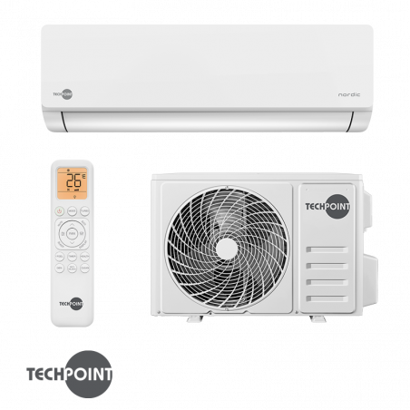 Κλιματιστικό με inverter TechPoint NPT 09 X-PRO NORDIC, 9000 BTU, 17 μ², Α++, Wi-Fi, R-32, Golden Fin, Λευκό