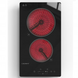Εντοιχιζόμενη κεραμική εστία Crown VCP 32D, 3000W, Χρονοδιακόπτης, Αριθμός Εστιών 2, Χειριστήριο αφής, Μαύρο χρώμα