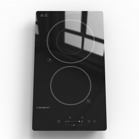 Εντοιχιζόμενη κεραμική εστία Crown VCP 32D, 3000W, Χρονοδιακόπτης, Αριθμός Εστιών 2, Χειριστήριο αφής, Μαύρο χρώμα