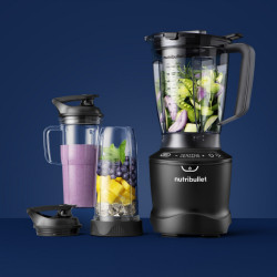 Μπλέντερ Nutribullet Smart Sense 1500 Combo NBF550DG, 1500 W, 1,8 λίτρα, 5 ταχύτητες, Έξυπνη προσαρμογή ταχύτητας, Χωρίς BPA, Μαύρο/γκρι