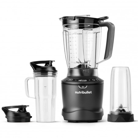 Μπλέντερ Nutribullet Smart Sense 1500 Combo NBF550DG, 1500 W, 1,8 λίτρα, 5 ταχύτητες, Έξυπνη προσαρμογή ταχύτητας, Χωρίς BPA, Μαύρο/γκρι