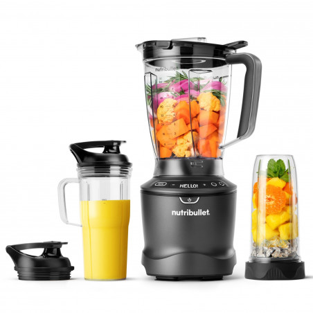 Μπλέντερ Nutribullet Smart Sense 1500 Combo NBF550DG, 1500 W, 1,8 λίτρα, 5 ταχύτητες, Έξυπνη προσαρμογή ταχύτητας, Χωρίς BPA, Μαύρο/γκρι