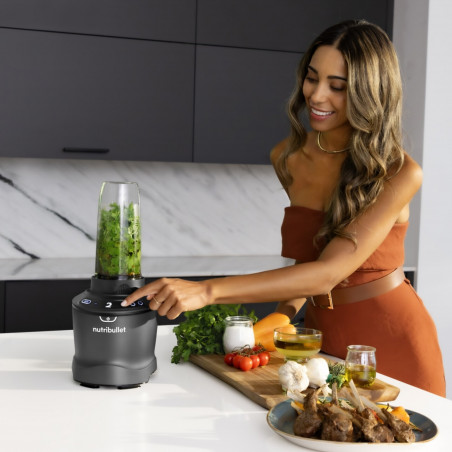 Μπλέντερ Nutribullet Smart Sense 1500 Combo NBF550DG, 1500 W, 1,8 λίτρα, 5 ταχύτητες, Έξυπνη προσαρμογή ταχύτητας, Χωρίς BPA, Μαύρο/γκρι