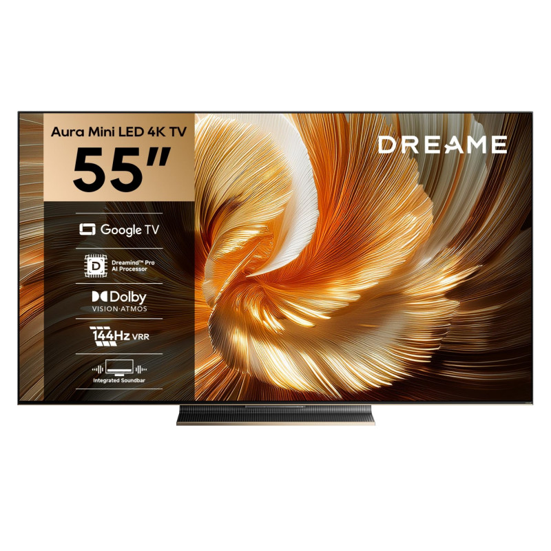 Τηλεόραση Dreame Aura Mini LED 55S100, 55", 139 εκ., 3840×2160, 4K Ultra HD, QLED+, 144 Hz, Dreamind™ Pro AI, SMART, Μαύρο