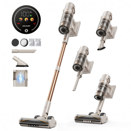 Κάθετη ηλεκτρική σκούπα Honiture P7 Pro CJD7201, 600 W, 50 kPa, 1,5 λίτρα, 80 λεπτά, 3 λειτουργίες, ρυθμιζόμενο ύψος, οθόνη αφής, βούρτσα LED, HEPA, χρώμα σαμπάνια/μπεζ