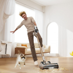 Κάθετη ηλεκτρική σκούπα Honiture P7 Pro CJD7201, 600 W, 50 kPa, 1,5 λίτρα, 80 λεπτά, 3 λειτουργίες, ρυθμιζόμενο ύψος, οθόνη αφής, βούρτσα LED, HEPA, χρώμα σαμπάνια/μπεζ