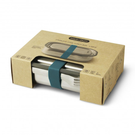 Δοχείο φαγητού Black+Blum BAM-SS-L005, 1 λίτρο, Ορθογώνιο, Κατάλληλο για φούρνο, Χωρίς BPA, Ανοξείδωτο ατσάλι, Μπλε