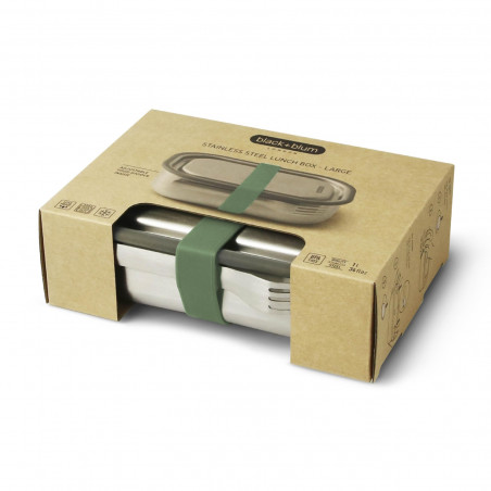 Δοχείο φαγητού Black+Blum BAM-SS-L010, 1 λίτρο, Ορθογώνιο, Κατάλληλο για φούρνο, Χωρίς BPA, Ανοξείδωτο ατσάλι, Πράσινο