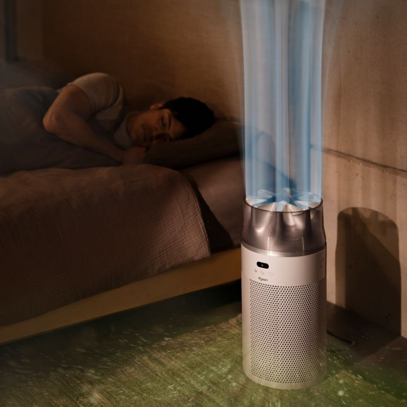 Καθαριστής αέρα Dyson HJ10 HushJet™ Purifier Compact Λευκό/Γκρι 491355-01, 18 τ.μ., 10 ταχύτητες, Hyperdymium™, HEPA, Φωνητικές εντολές, Ταλάντωση, Λευκό/Γκρι