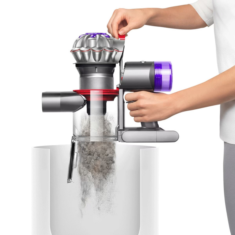 Κάθετη ηλεκτρική σκούπα Dyson V8 Absolute SV25 476547-01, 115AW, 0,54 λίτρα, 3 λειτουργίες, Χωρίς απώλεια ισχύος, Υγιεινή εκκένωση, Πλήρως κλειστό σύστημα φιλτραρίσματος, Ασημί/Πορτοκαλί