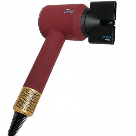 Στεγνωτήρας μαλλιών Dyson Supersonic Nural HD16 RdVe/Gd Straight+Wavy 493117-01, 1600 W, 3 ταχύτητες, 4 θερμοκρασίες, αρνητικά ιόντα, 5 εξαρτήματα, προστασία του τριχωτού της κεφαλής, κόκκινο βελούδο/χρυσό