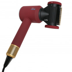 Στεγνωτήρας μαλλιών Dyson Supersonic Nural HD16 RdVe/Gd Straight+Wavy 493117-01, 1600 W, 3 ταχύτητες, 4 θερμοκρασίες, αρνητικά ιόντα, 5 εξαρτήματα, προστασία του τριχωτού της κεφαλής, κόκκινο βελούδο/χρυσό