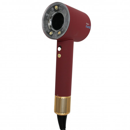 Στεγνωτήρας μαλλιών Dyson Supersonic Nural HD16 RdVe/Gd Straight+Wavy 493117-01, 1600 W, 3 ταχύτητες, 4 θερμοκρασίες, αρνητικά ιόντα, 5 εξαρτήματα, προστασία του τριχωτού της κεφαλής, κόκκινο βελούδο/χρυσό