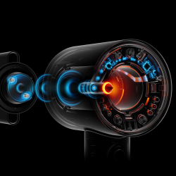 Στεγνωτήρας μαλλιών Dyson Supersonic Nural HD16 RdVe/Gd Straight+Wavy 493117-01, 1600 W, 3 ταχύτητες, 4 θερμοκρασίες, αρνητικά ιόντα, 5 εξαρτήματα, προστασία του τριχωτού της κεφαλής, κόκκινο βελούδο/χρυσό