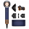 Πιστολάκι μαλλιών Dyson Supersonic Nural HD16 Prussian Blue/Rich Copper Straight+Wavy 122612-01, 1600 W, 3 ταχύτητες, 4 θερμοκρασίες, αρνητικά ιόντα, 5 εξαρτήματα, προστασία του τριχωτού της κεφαλής, Μπλε/χαλκός