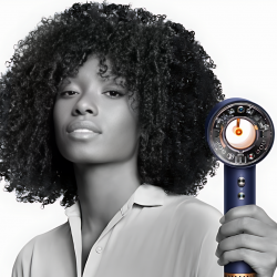 Πιστολάκι μαλλιών Dyson Supersonic Nural HD16 Prussian Blue/Rich Copper Straight+Wavy 122612-01, 1600 W, 3 ταχύτητες, 4 θερμοκρασίες, αρνητικά ιόντα, 5 εξαρτήματα, προστασία του τριχωτού της κεφαλής, Μπλε/χαλκός