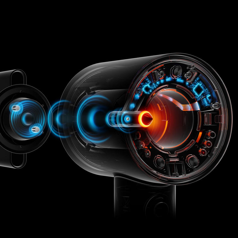 Πιστολάκι μαλλιών Dyson Supersonic Nural HD16 Prussian Blue/Rich Copper Straight+Wavy 122612-01, 1600 W, 3 ταχύτητες, 4 θερμοκρασίες, αρνητικά ιόντα, 5 εξαρτήματα, προστασία του τριχωτού της κεφαλής, Μπλε/χαλκός