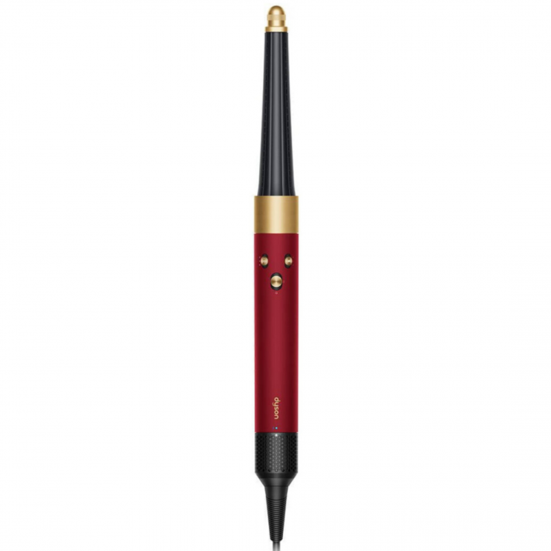 Σίδερο μαλλιών Dyson 596926-01 HS08 Airwrap i.d.™ T1/T2 RdVe/Gd Straight + Wavy, 1300 W, 13,5 l/s, Αυτόματη δημιουργία μπούκλων, Ιονισμός, 3 ταχύτητες, 3 θερμοκρασίες, Bluetooth, Κόκκινο βελούδο/χρυσό