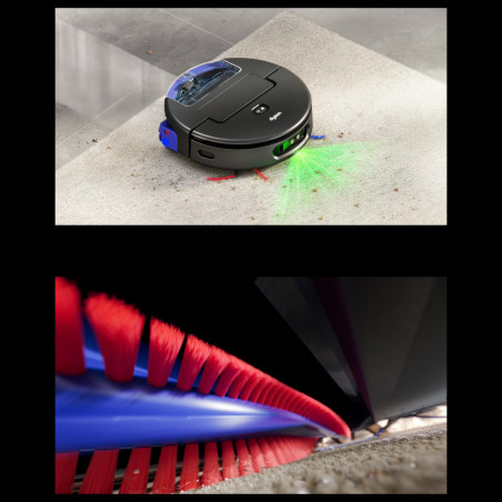 Ρομποτική σκούπα Dyson Spot+Scrub Ai 586183-01, 18.000 Pa, 3 λίτρα, Στεγνό/υγρό, Αναγνώριση λεκέδων, Αυτόματη βάση φόρτισης, Μαύρο/Μπλε