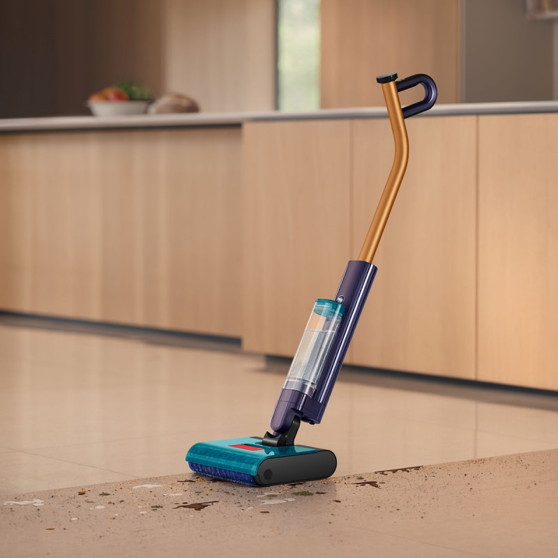 Σκούπα για υγρό καθαρισμό Dyson Clean+Wash Hygiene 432030-01, 530/760 ml, 45 λεπτά, 350 m², 4 λειτουργίες, Αυτοκινούμενη, Στέγνωμα κυλίνδρου, Μπλε του Προύσου/Χαλκό