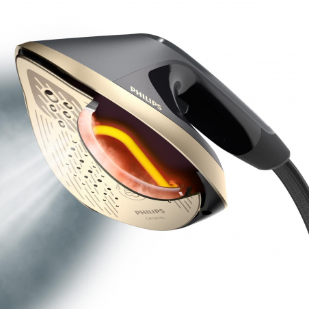 Συσκευή κάθετου σιδερώματος με ατμό Philips All-in-one 8500 AIS8540/80, 2200 W, 1,2 λίτρα, 6 bar, 90 g/min, 2 ρυθμίσεις, OptimalTEMP, ρυθμιζόμενη σιδερώστρα, σκούρο γκρι/χρυσό