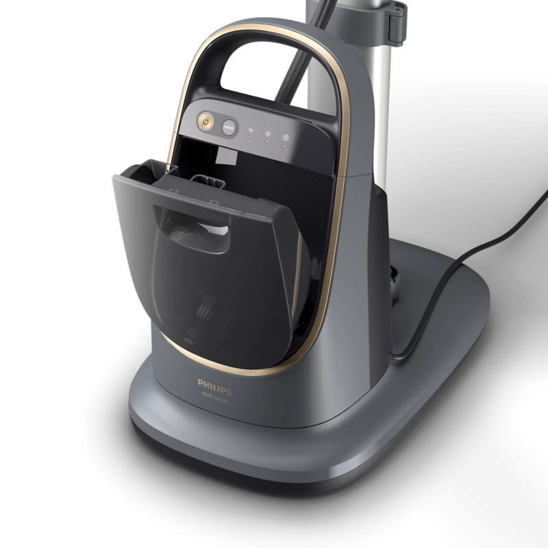 Συσκευή κάθετου σιδερώματος με ατμό Philips All-in-one 8500 AIS8540/80, 2200 W, 1,2 λίτρα, 6 bar, 90 g/min, 2 ρυθμίσεις, OptimalTEMP, ρυθμιζόμενη σιδερώστρα, σκούρο γκρι/χρυσό
