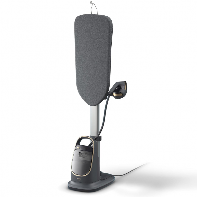 Συσκευή κάθετου σιδερώματος με ατμό Philips All-in-one 8500 AIS8540/80, 2200 W, 1,2 λίτρα, 6 bar, 90 g/min, 2 ρυθμίσεις, OptimalTEMP, ρυθμιζόμενη σιδερώστρα, σκούρο γκρι/χρυσό