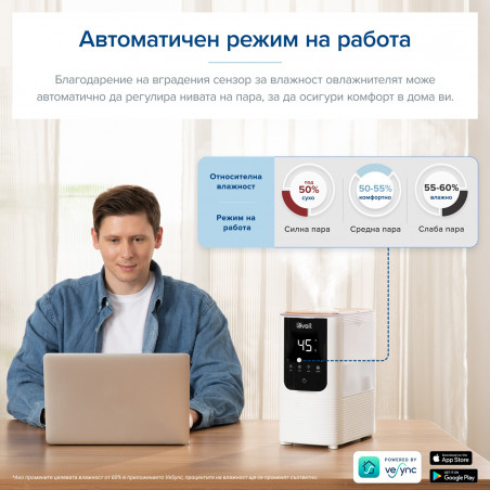 Υγραντήρας Levoit OasisMist 450S LUH-O451S-WEU, 40 τ.μ., 280 W, 4,5 λίτρα, Αρωματοθεραπεία, Αυτονομία 45 ωρών, Λευκό