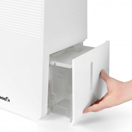 Απορροφητήρας υγρασίας για σαλόνια και μπάνια Woods MDK13, 2 ταχύτητες, Έως 60 μ², Κατάλληλος και για μπάνια, 108 μ³, 2 λίτρα, 12 λίτρα/24 ώρες, Υδροστάτης, 44 dB, IPX1, Λευκό