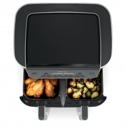 Διπλή φριτέζα θερμού αέρα Ninja Foodi Dual Zone DZ801EU, 2470 W, Ανεξάρτητες ζώνες μαγειρέματος, 7,6 λίτρα, 6 προγράμματα, 40-240 °C, Max Crisp, Sync, Γκρι/Ανοξ