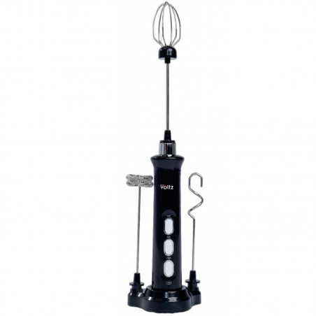 Μίνι μίξερ για φραπέ Oliver Voltz OV51163F, 2,5 W, 120 λεπτά, 3 ταχύτητες, 3 εξαρτήματα, USB, Μαύρο