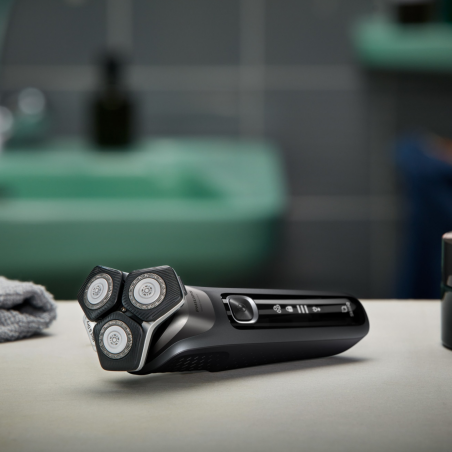 Ηλεκτρική ξυριστική μηχανή Philips Shaver Series 5000 S5887/10, 9 W, 60 λεπτά, Χρήση σε στεγνό ή βρεγμένο δέρμα, Ενσωματωμένο τρίμερ, SkinIQ, PowerAdapt, Κεφαλές 360°, Αυτοακονιζόμενες λεπίδες, Γκρι ανθρακί