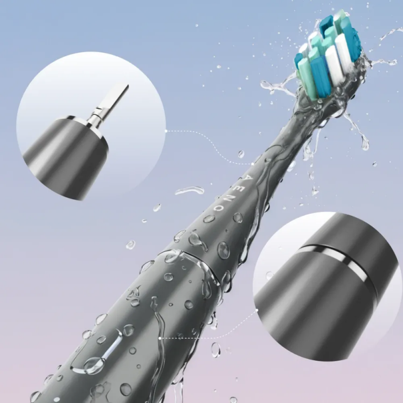 Ηλεκτρική οδοντόβουρτσα AENO ADB0010G, 5W, DuPont™, χρονοδιακόπτης, 5 λειτουργίες, 90 ημέρες με μία φόρτιση, γκρι