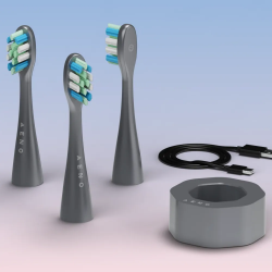 Ηλεκτρική οδοντόβουρτσα AENO ADB0010G, 5W, DuPont™, χρονοδιακόπτης, 5 λειτουργίες, 90 ημέρες με μία φόρτιση, γκρι