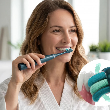 Ηλεκτρική οδοντόβουρτσα AENO ADB0010N, 5W, DuPont™, χρονοδιακόπτης, 5 λειτουργίες, 90 ημέρες με μία φόρτιση, μπλε