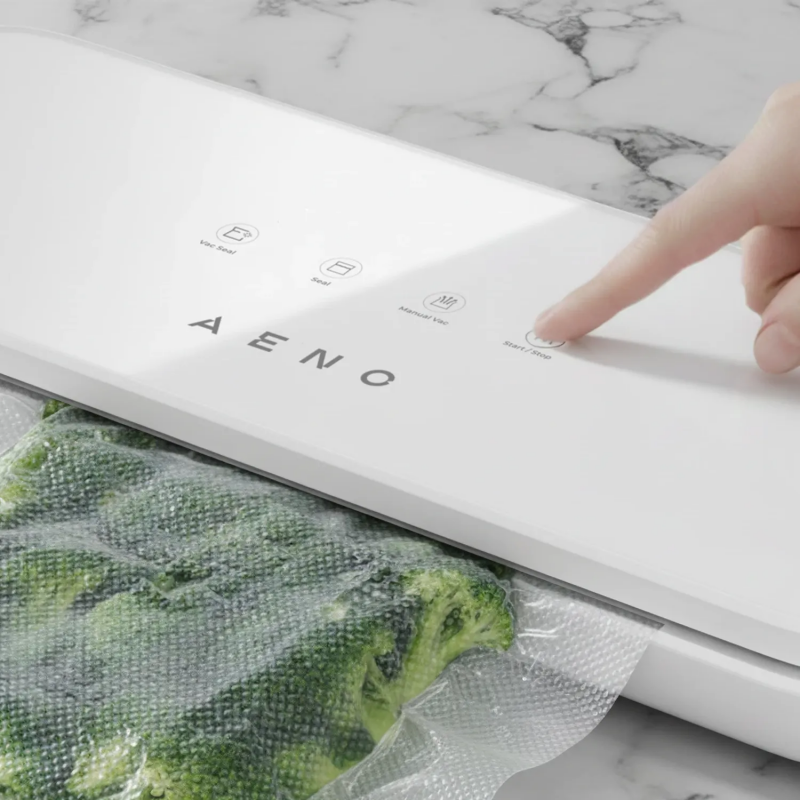Συσκευή κενού για τρόφιμα AENO AVS0004W, 70 kPa, 4 λειτουργίες, Πλάτος σακούλας έως 30 cm, Αυτόματη λειτουργία, Stop, LED, Λευκό