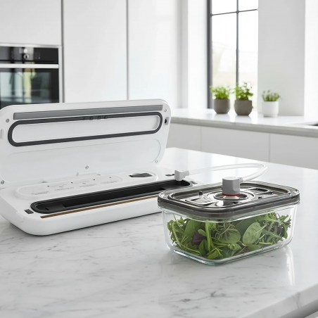 Συσκευή κενού για τρόφιμα AENO AVS0004W, 70 kPa, 4 λειτουργίες, Πλάτος σακούλας έως 30 cm, Αυτόματη λειτουργία, Stop, LED, Λευκό