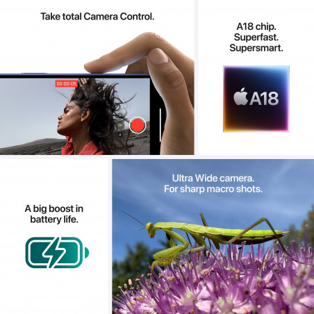 Smartphone Apple iPhone 16, 128 GB, Λευκό