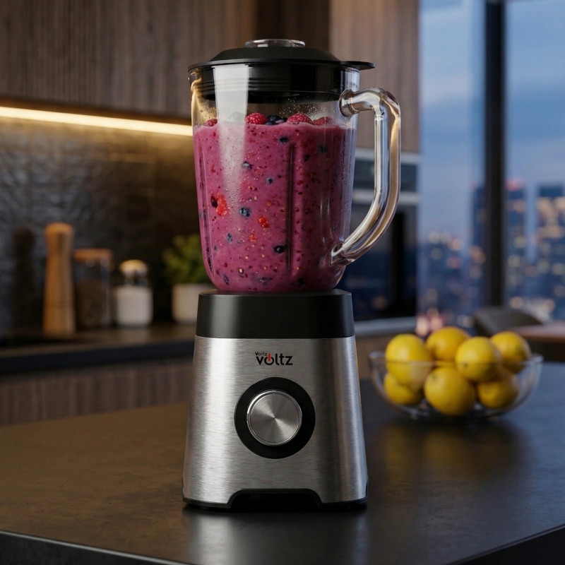 Μπλέντερ Oliver Voltz OV51162E, 800 W, 2 ταχύτητες+Pulse, 1,5 λίτρο, Trochene on Ice, Ασημί